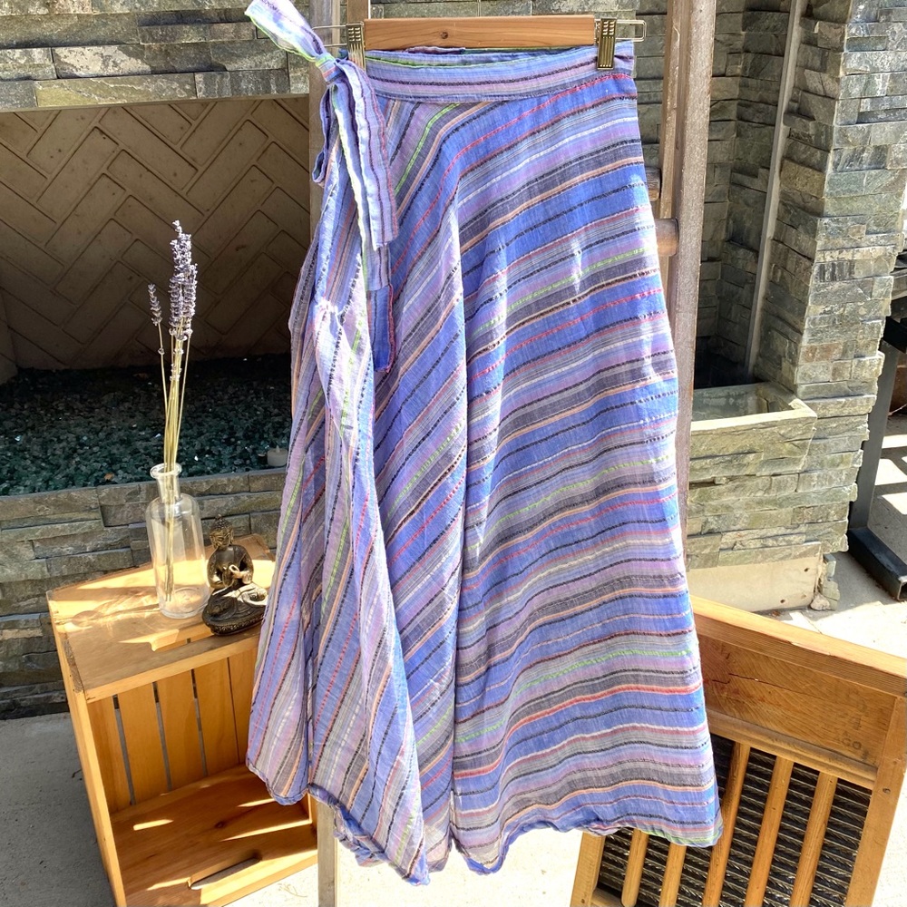 🆕🆕🆕✨BOHO STRIPED WRAP SKIRT SARONG FROM INDIA - Picture 2 of 9